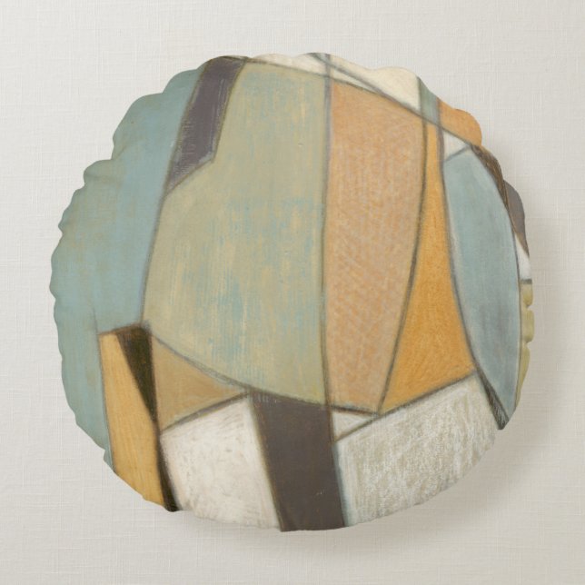 Abstract Composition with Muted Colours Round Cushion (Front)