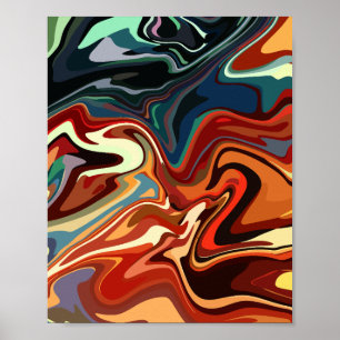 Abstract Composition with Warm and Cool Contrasts  Poster