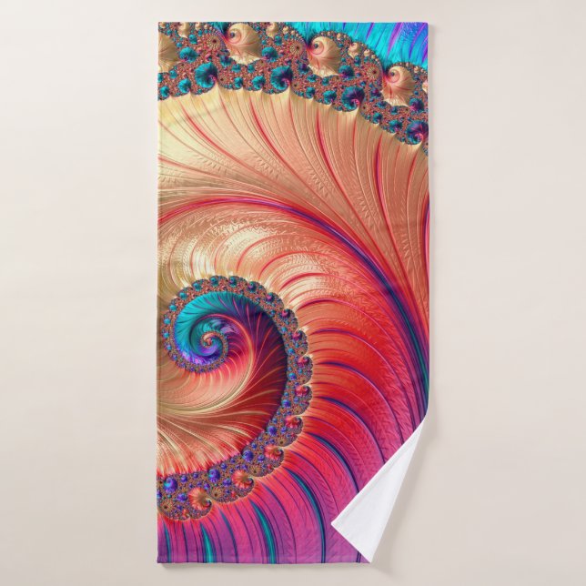 Abstract Computer generated Fractal design. A frac Bath Towel (Bath Towel)