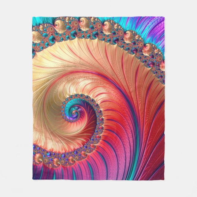 Abstract Computer generated Fractal design. A frac Fleece Blanket (Front)