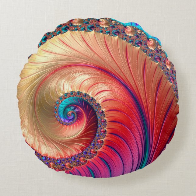 Abstract Computer generated Fractal design. A frac Round Cushion (Front)
