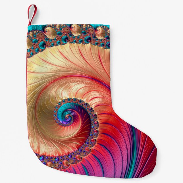 Abstract Computer generated Fractal design. A frac Small Christmas Stocking (Front)