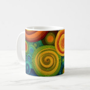 Abstract concentric circles in vibrant multicolor  coffee mug