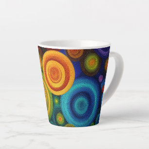 Abstract concentric circles in vibrant multicolor latte mug