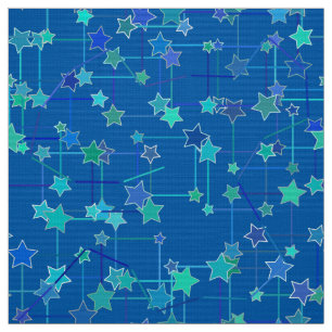 Abstract Constellation of Stars, Cobalt Blue Fabric