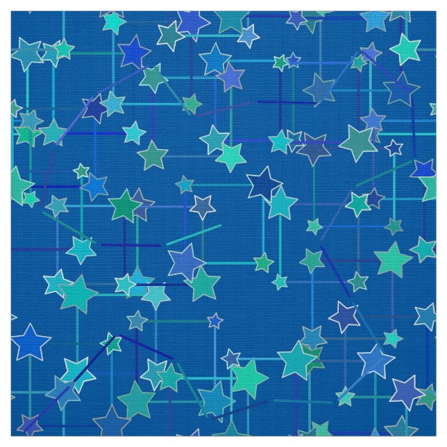 Abstract Constellation of Stars, Cobalt Blue Fabric (Swatch)