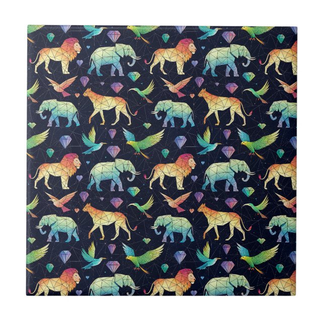 Abstract Constellation Wildlife Animal Pattern Art Ceramic Tile (Front)