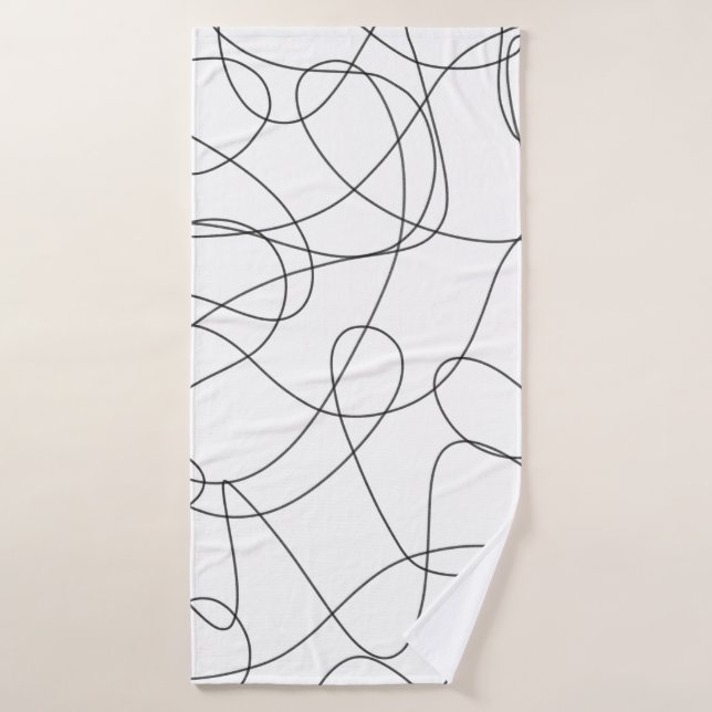 Abstract contemporary black and white lines bath towel (Bath Towel)