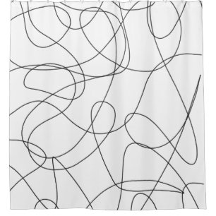 Abstract contemporary black and white lines shower curtain