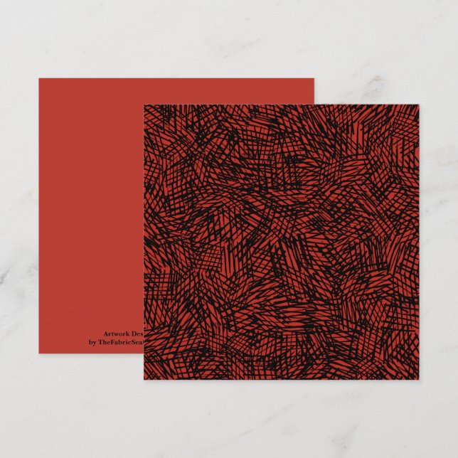 Abstract Contemporary Black Crosshatch On Red Rust Card (Front/Back)