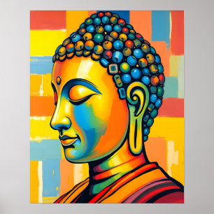 Abstract Contemporary Digital Buddha Painting Poster