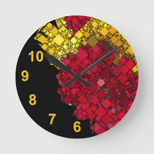 Abstract Contemporary Geometric Bold Gold Numbers Round Clock (Front)
