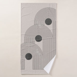 Abstract contemporary mid century poster with geom bath towel
