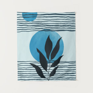 Abstract contemporary midcentury tropical leaf 2/3 tapestry