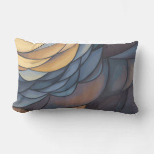 Abstract, contemporary, painting, beige, ochre lumbar cushion