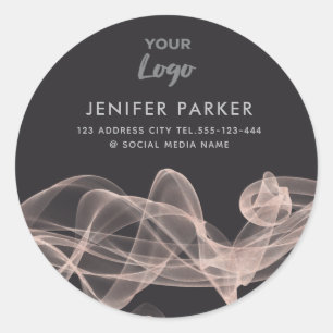 Abstract contemporary rose gold glitter your logo classic round sticker