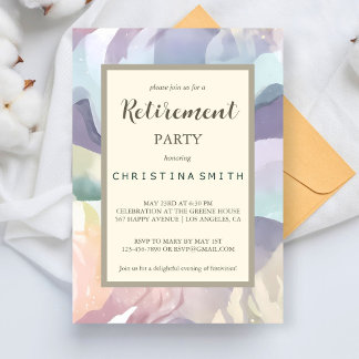 Abstract Contemporary Watercolor Retirement Party Invitation
