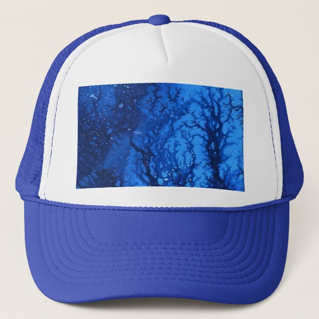 Abstract cool deep ocean blue textured design trucker hat (Front)