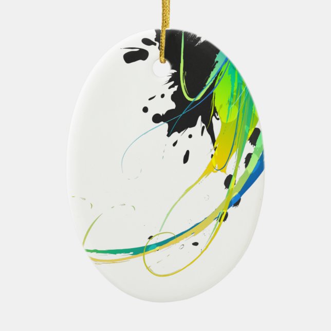 Abstract cool waters Paint Splatters Ceramic Tree Decoration (Front)