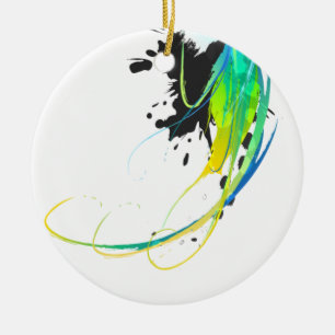 Abstract cool waters Paint Splatters Ceramic Tree Decoration