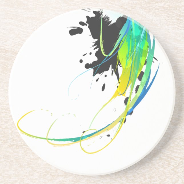 Abstract cool waters Paint Splatters Coaster (Front)
