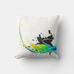Abstract cool waters Paint Splatters Cushion