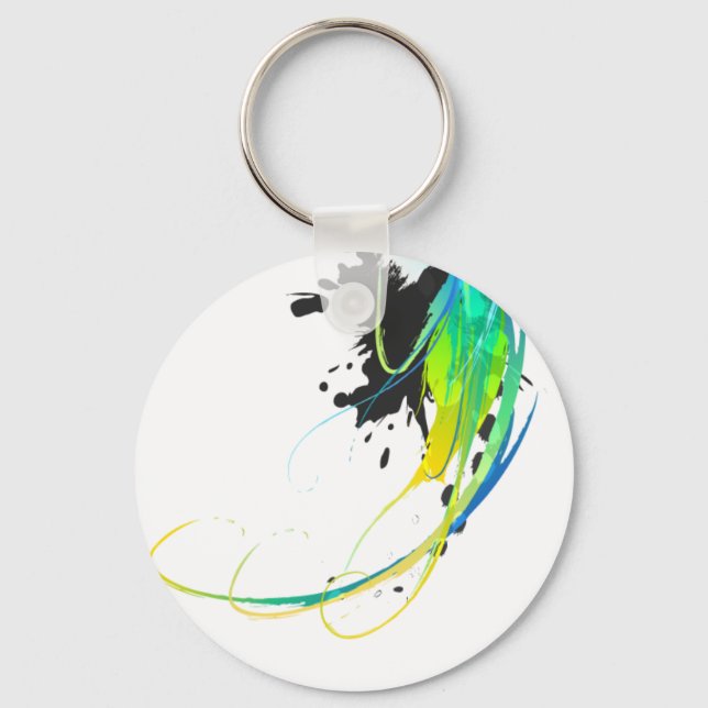 Abstract cool waters Paint Splatters Key Ring (Front)