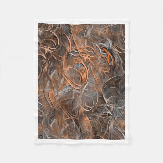 Abstract Copper and Grey Swirls Cosy Fleece Blanke Blanket (Front)