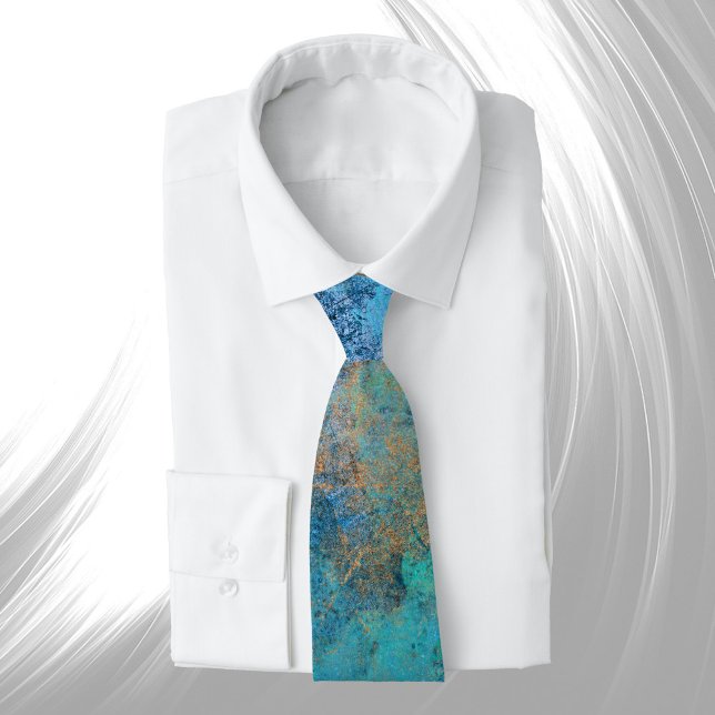 Abstract Copper Aqua Grunge  Tie (Creator Uploaded)