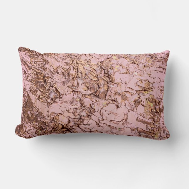 Abstract Copper Blush Pink Acrylic Painting Lumbar Cushion (Front)