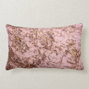 Abstract Copper Blush Pink Acrylic Painting Lumbar Cushion