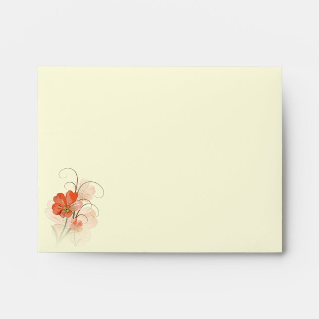 Abstract Coral and Lime Green Floral A2 Envelopes (Front)