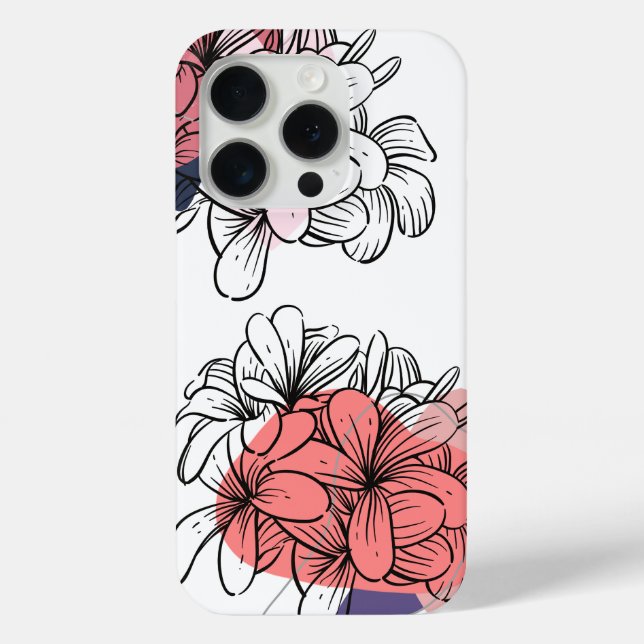 'Abstract Coral Floral' iPhone 15 Pro Case (Back)
