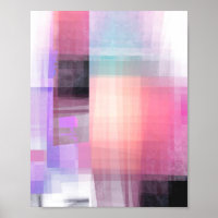 Abstract Coral Pink Purple Black Square Geometric