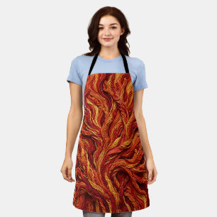 Abstract Coral Reef Fire Red Thread Apron