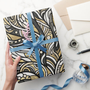 Abstract Coral Reef Gold Stained Wrapping Paper