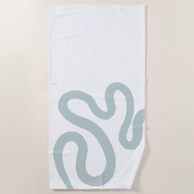 Abstract Coral Reef Green and White Beach Towel (Front)