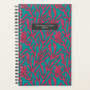 Abstract Coral Reef Pink and Teal Pattern Planner