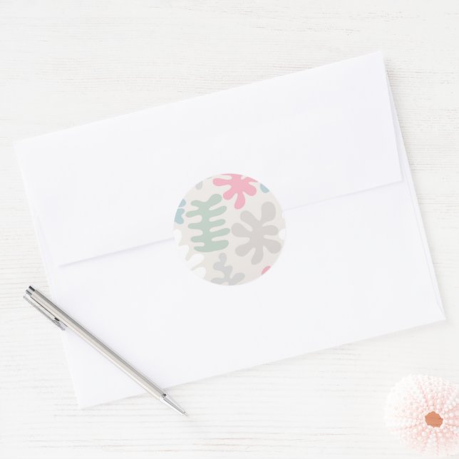 Abstract Coral Reef Shapes Classic Round Sticker (Envelope)
