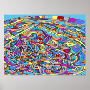 Abstract Coral Sea Poster