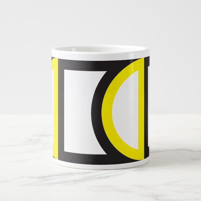 abstract corved shape black yellow large coffee mug (Front)