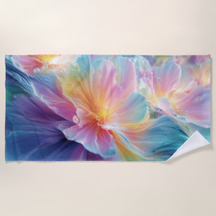Abstract cosmic floral explosion in pastel beach towel
