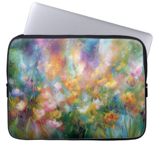 Abstract cosmic floral explosion in pastel colours laptop sleeve