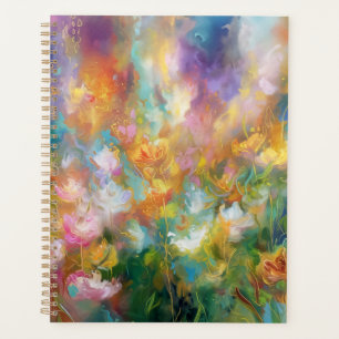 Abstract cosmic floral explosion in pastel colours planner