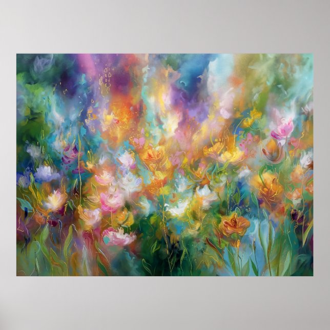 Abstract cosmic floral explosion in pastel colours poster (Front)