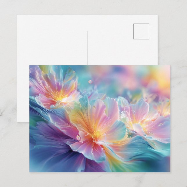 Abstract cosmic floral explosion in pastel postcard (Front/Back)