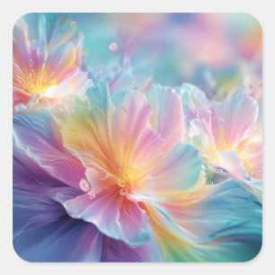 Abstract cosmic floral explosion in pastel square sticker