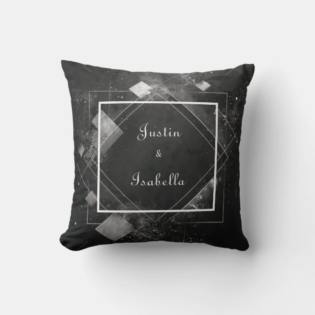Abstract Cosmic Geometric White Speckle Cushion (Front)
