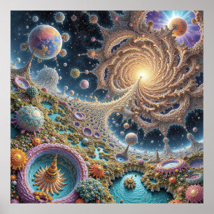 Abstract cosmic harmony with mandala energy poster