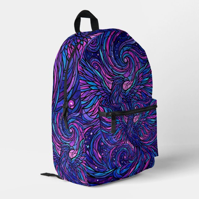 Abstract Cosmic Purple Bird Backpack (Back Corner Left)